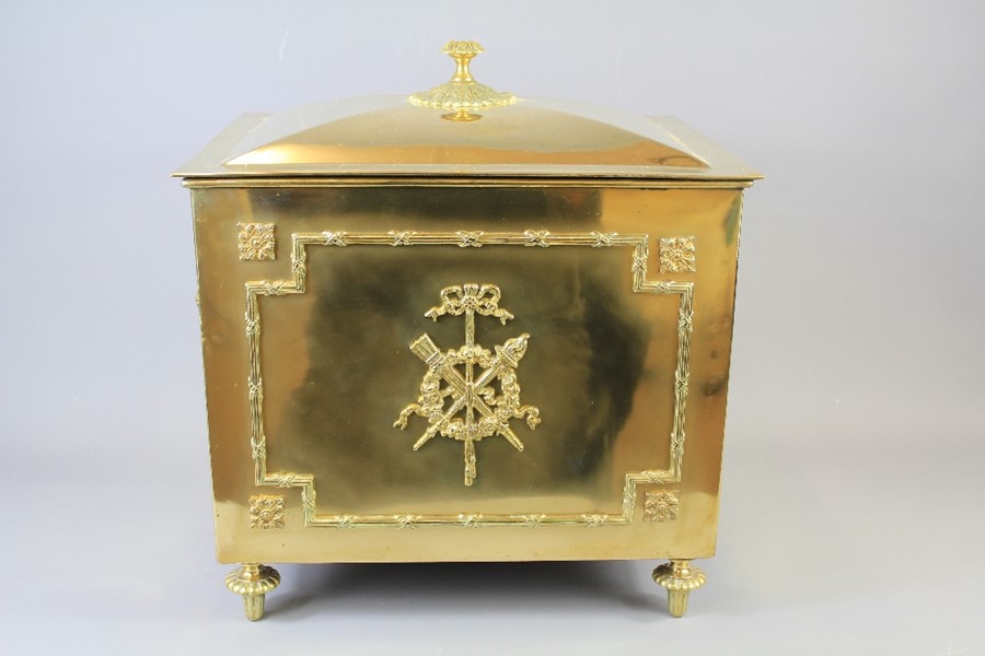 A Victorian Polished Brass Coal Box