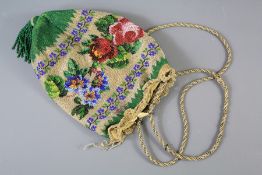 A Victorian Bead-Work Drawstring Bag