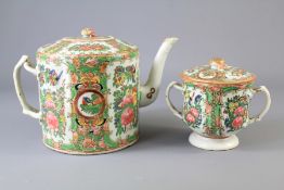 A Cantonese Famille Vert Tea Pot