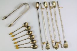 A Set of Japanese Sakai Silver Iced Tea Straw Spoons