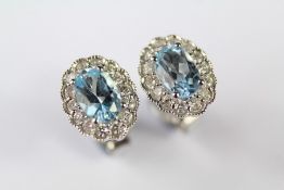 A Pair of 18ct White Gold and Aquamarine Earrings