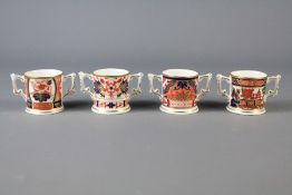 Four Crown Derby Miniature Mugs