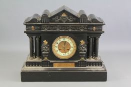 A Victorian Black Slate Mantle Clock