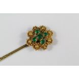 An Antique 18ct Yellow Gold Emerald Tie Pin