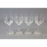 Four Crystal Rosenthal Classic Rose Monbijou Wine Glasses