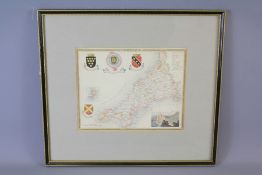After Thomas Moule, a Hand Coloured Map of Cornwall