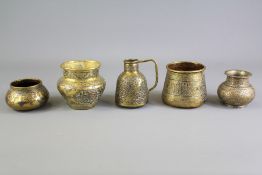 A Collection of Five Cairo-Ware Vases