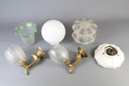 A Pair of Vintage French Art Deco Globe Light Fittings