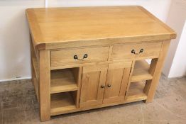 An Oak Kitchen Central Work Top Unit