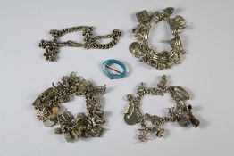 Three Silver Chain Bracelets