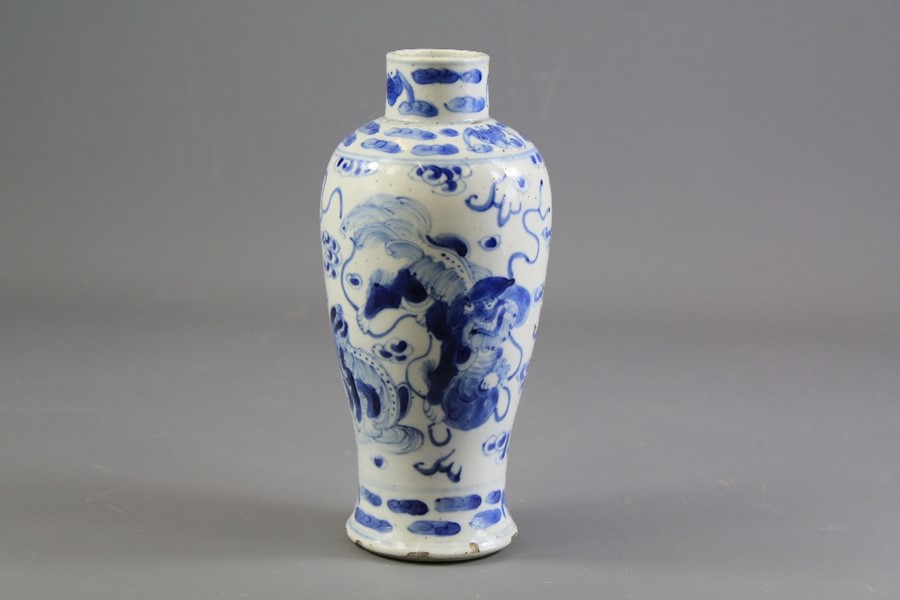 A 19th Century Blue and White Chinese Baluster Vase