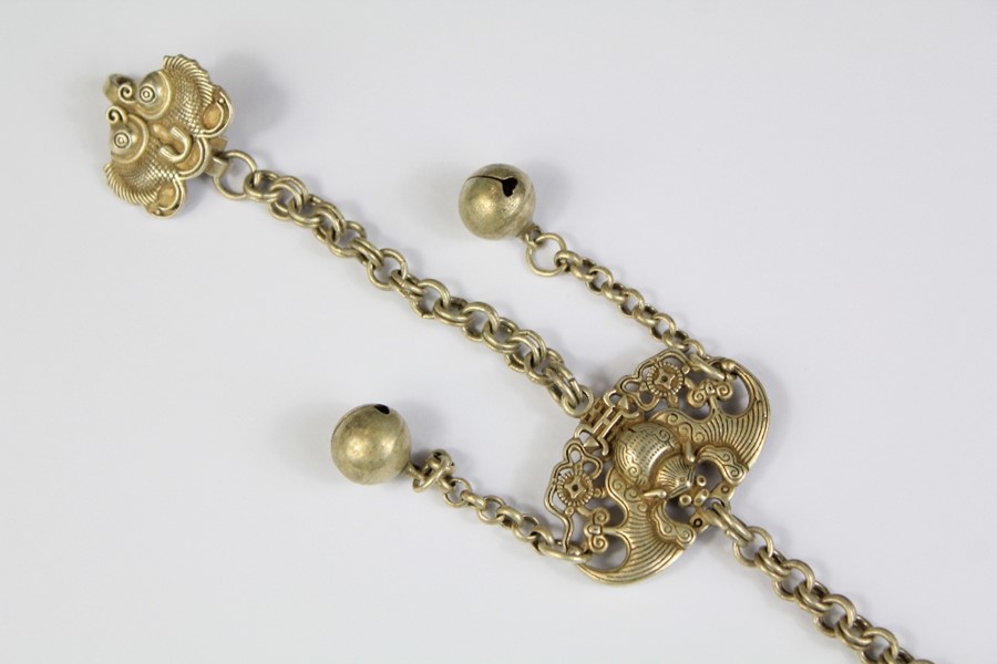 A Chinese White Metal Chatelaine - Image 4 of 4