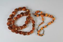 A Set Natural Part-Amber Beads