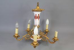 An Early 20th Century Five Branch Bohemian Glass Chandelier