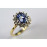 A Natural Ceylon Cornflower Blue Sapphire and Diamond Ring