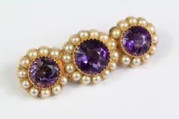 An Antique 18ct Yellow Gold Amethyst Brooch/Pendant