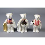 Three Crown Derby Teddy Bears