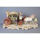 Attributed to possibly Meissen, a Porcelain Plateau Carriage and Horses
