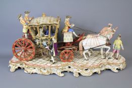 Attributed to possibly Meissen, a Porcelain Plateau Carriage and Horses