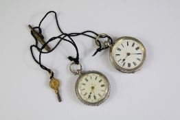 Two Victorian Continental Silver Pocket Watches