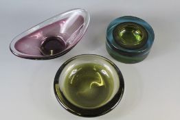 Three Italian Mid-Century Art Glass Bowls.