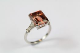 An Art-Deco-style 5.33ct Natural Blush Apricot Tourmaline Ring