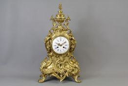 A Mid 19th Century French Gilt/Brass Mantle Clock