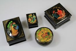 20th Century Hand Painted Russian Boxes