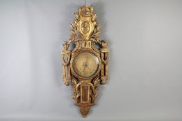 Louis XVI Period Gilt Wood Barometer and Thermometer