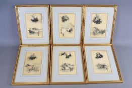 A Charming Set of Six Japanese Watercolours