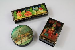 20th Century Hand Painted Russian Boxes