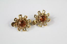 A Pair of Vintage 9ct Gold and Topaz Earrings