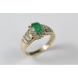 A 14ct Yellow Gold Emerald and Diamond Ring