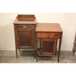 Two Edwardian Mahogany Inlaid Pot Cupboards