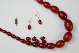 An Amber Necklace and Earrings