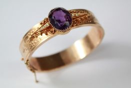 A Victorian 14ct Rose Gold Amethyst and Seed Pearl Bracelet
