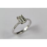 An 18ct White Gold Emerald Cut Diamond Ring