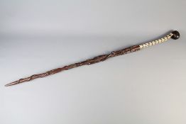 A Solomon Islands Mother-of-Pearl Inlaid Stick