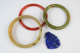 Three Chinese Hard-stone Bangles