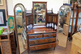An Edwardian Walnut-Fronted Dressing Table Mirror