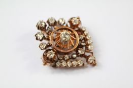 Antique 18ct Yellow Gold and Old Cut Diamond Pendant Brooch.