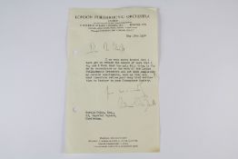 Sir Adrian Boult, A Signed Letter