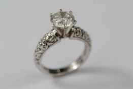 A Lady's Platinum Diamond Ring.