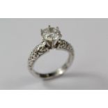 A Lady's Platinum Diamond Ring.