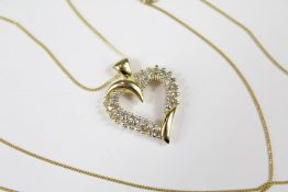 A 14ct Yellow Gold Heart-Shaped Diamond Pendant