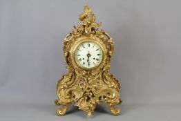 A Late 19th Century Gilt Brass Mantle Clock