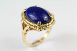 A Continental 14ct Yellow Gold and Sodalite Ring