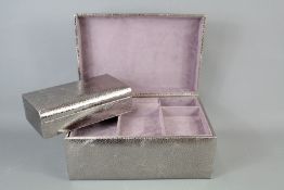 A Contemporary Platinum-Finish Jewellery Box