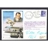 Tom Sopwith: Autographed on 1976 RAF Sir Thomas Sopwith cover. Address label, fine.