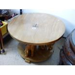 OCCASIONAL TABLE WITH ELEPHANT PEDESTAL & INLAID DECORATION TO TOP